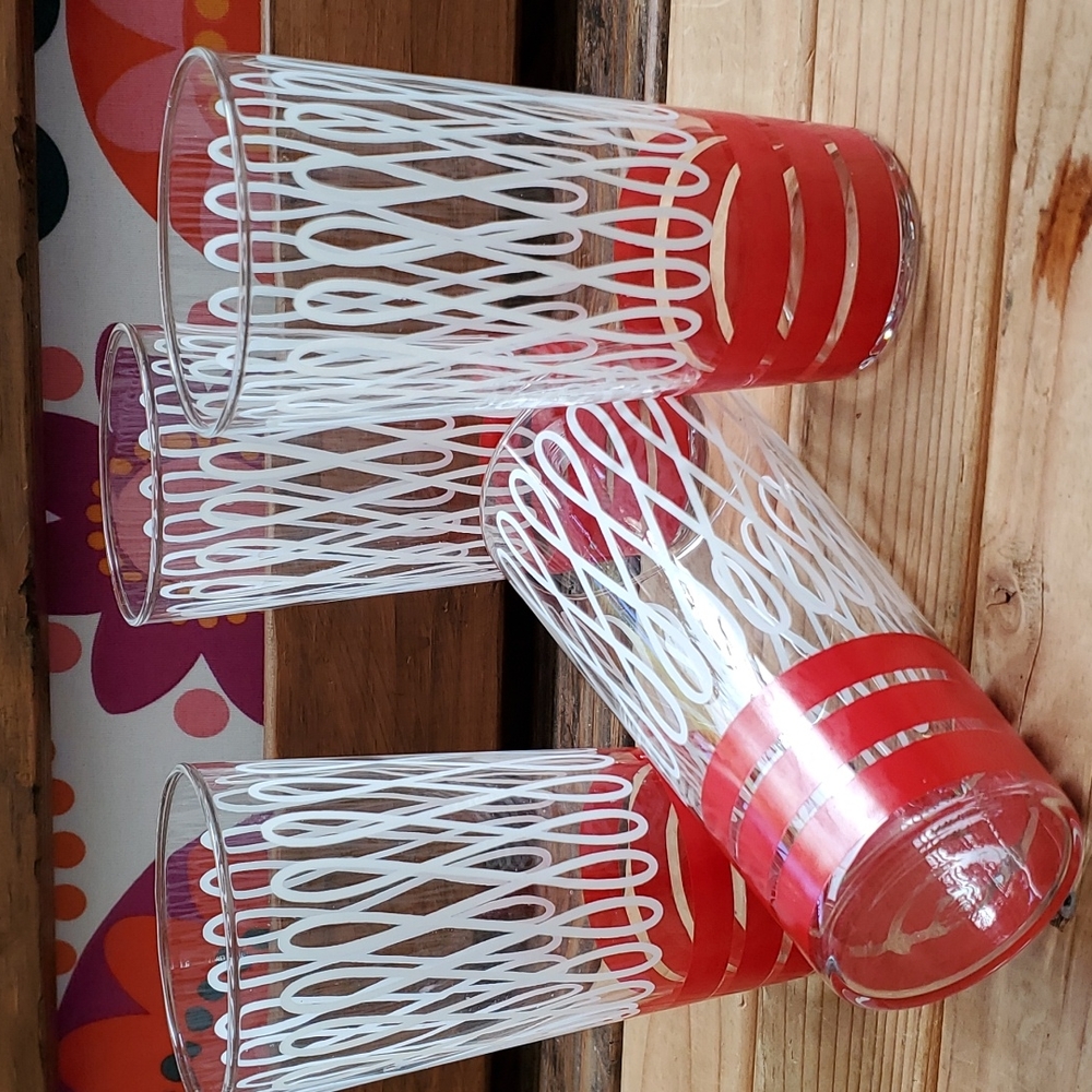 4 Vtg Libbey swirl glassware